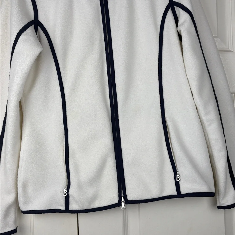 Bogner Sport White Fleece Jacket Navy Piping Full Zip Size M - Picture 4 of 9